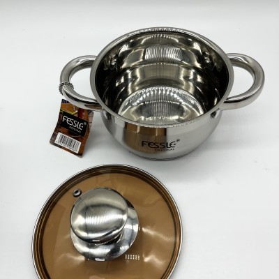 Купить Кастрюля из нержавеющей стали с крышкой FESSLE диаметр 14 см (1,3 л) оптом в интернет-магазине Новый мир